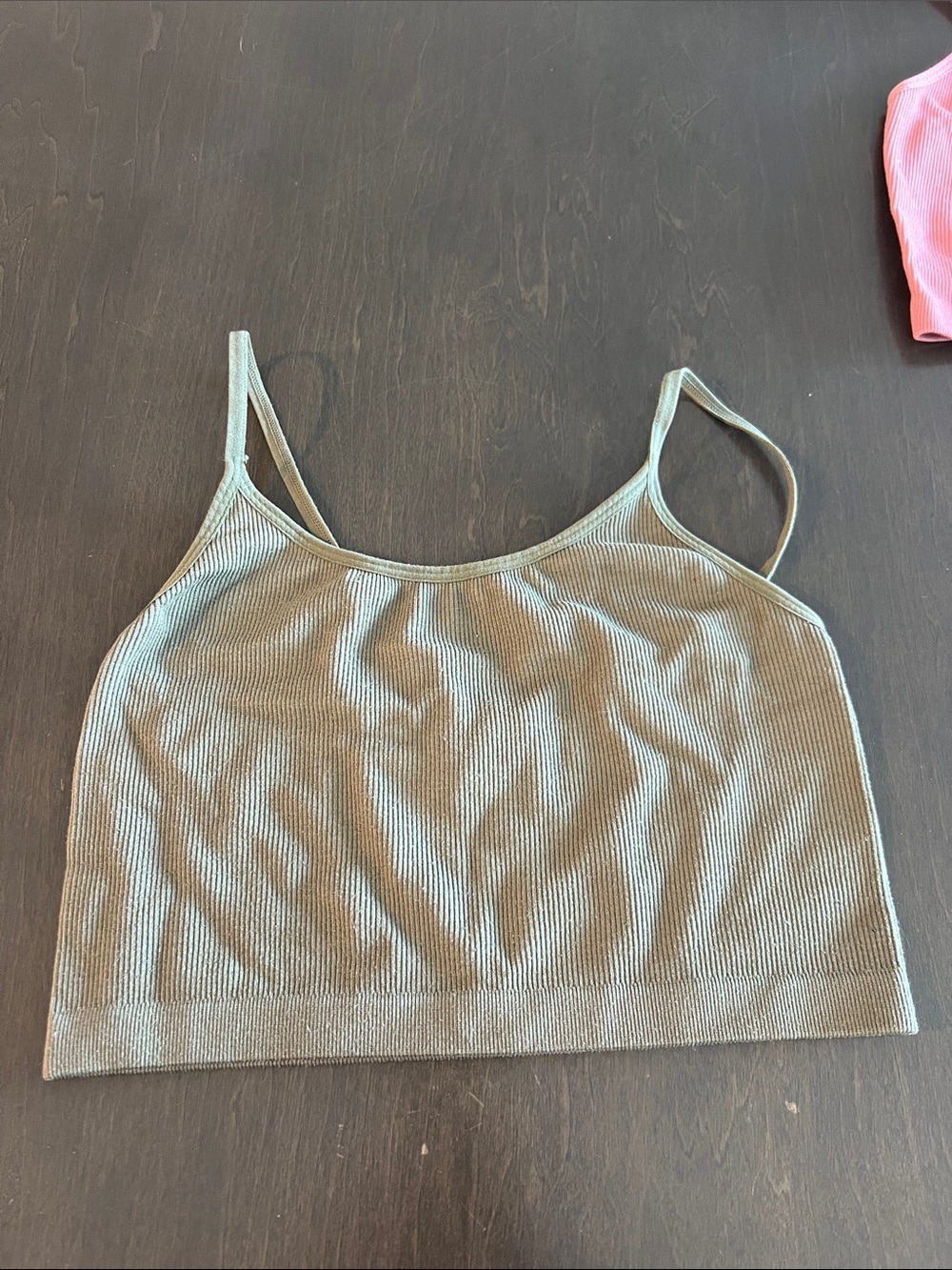 Bozzolo Olive Green Ribbed Seamless Bandeau Bralette